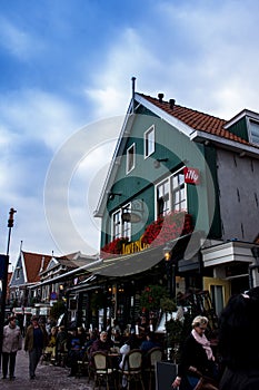 Street in Volendam city , The Netherlands